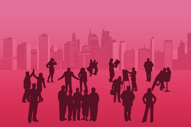 Free business people communication skyline illustration