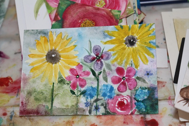 Malen, Aquarell, Heiter, Farbe, Blumen