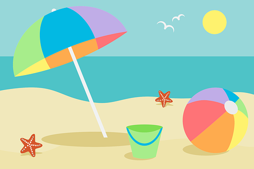 Zomer, Vakantie, Vector, Zee, Strand