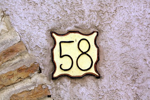 Zahl, 58, Achtundfünfzig, Zahlen, Wand