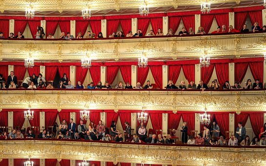 Theater, Zuschauer, Bett, Menschen