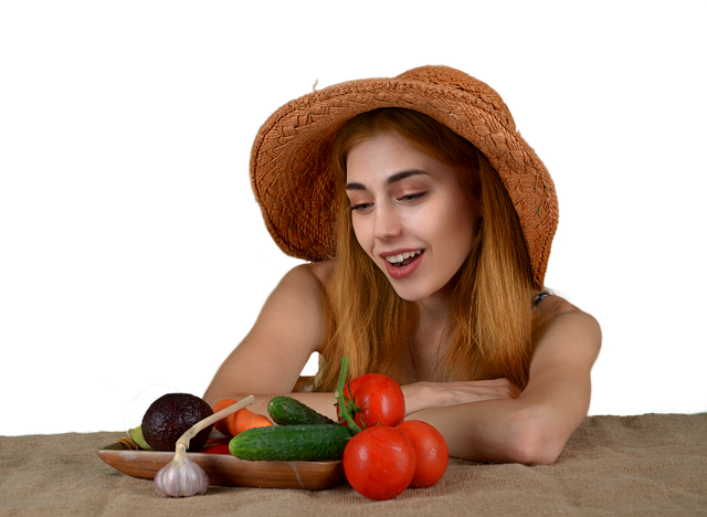 Free girl woman vegetables illustration