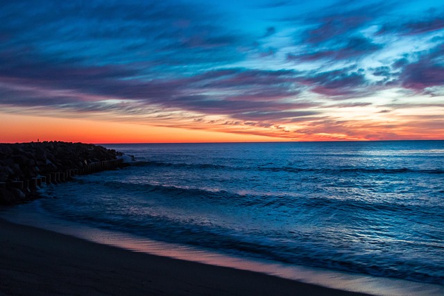 Strand, Sonnenaufgang, Wolken, Natur