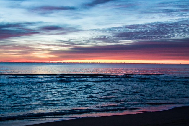 Strand, Sonnenaufgang, Wolken, Natur
