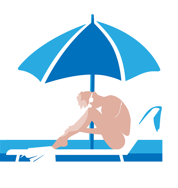 Free girl beach umbrella sea vector