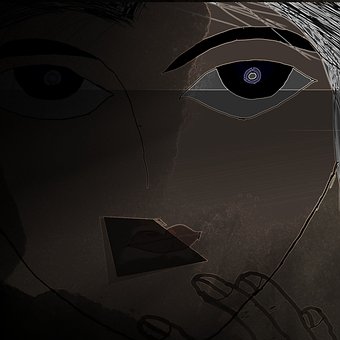 Dunkel, Frau, Hand, Schöne, Bigeyes
