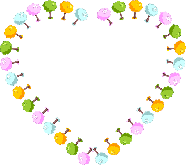 Free seasons trees heart vector