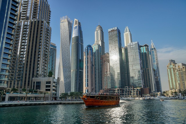Dubai, Skyline, By, Skyskraber, Moderne