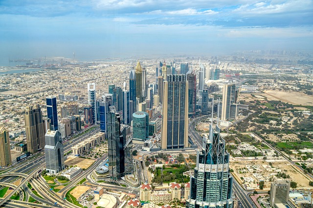 Dubai, By, Skyskraber, Skyline