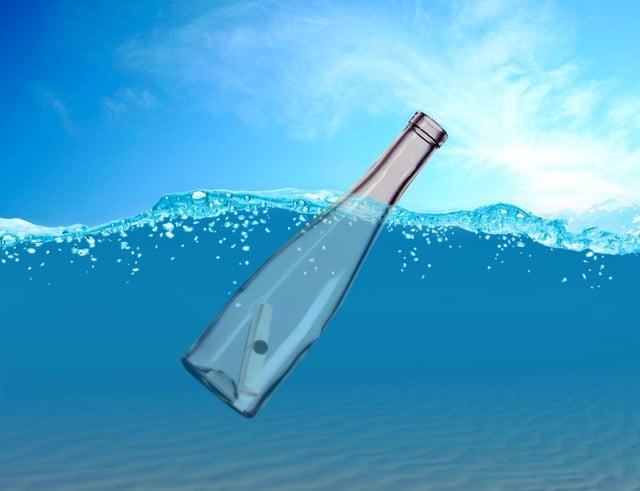 Free message bottle sea illustration