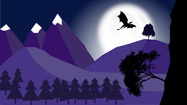 Luna, Estrella, Montaña, Espacio, Noche