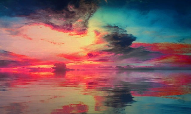 Free reflection dawn sun illustration