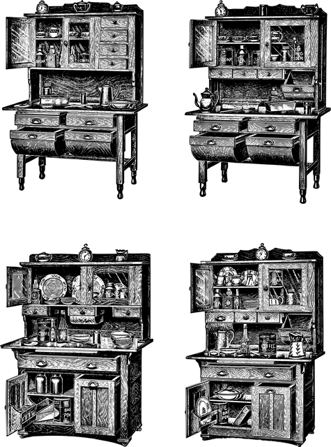 Free cabinet storage line art vector