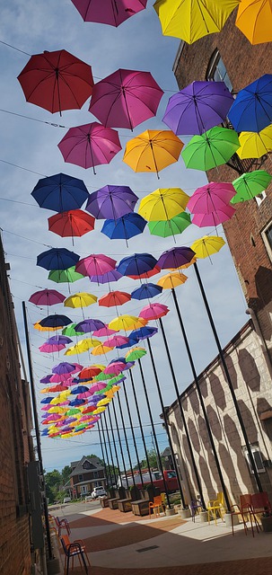 Regenschirm, Gasse, Straße