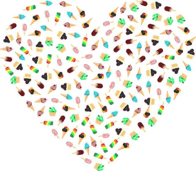 Free ice cream popsicle heart vector