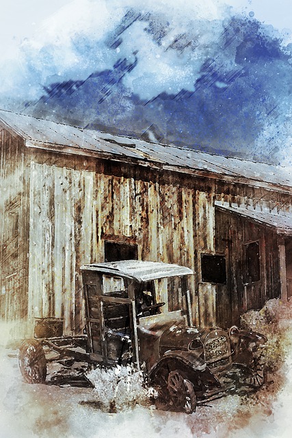 Free old car rust ghost town illustration