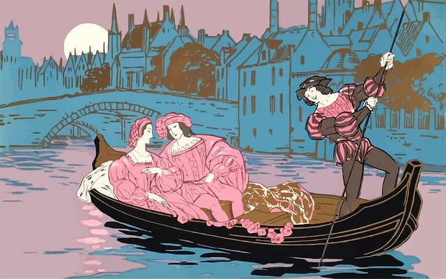 Free venice gondola painting vector
