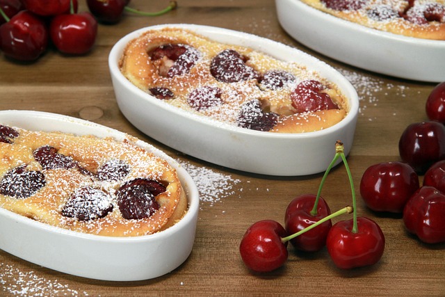 Cerezas, Cazuela, Postre, Linda, Tortita