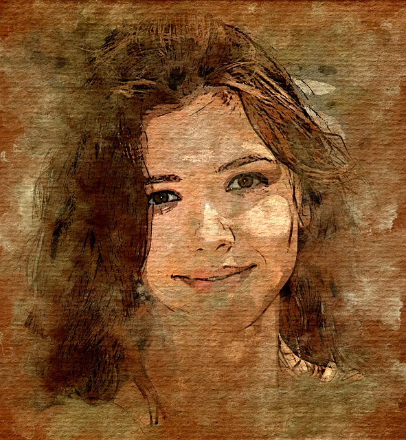 Frau, Schönheit, Aquarell, Porträt