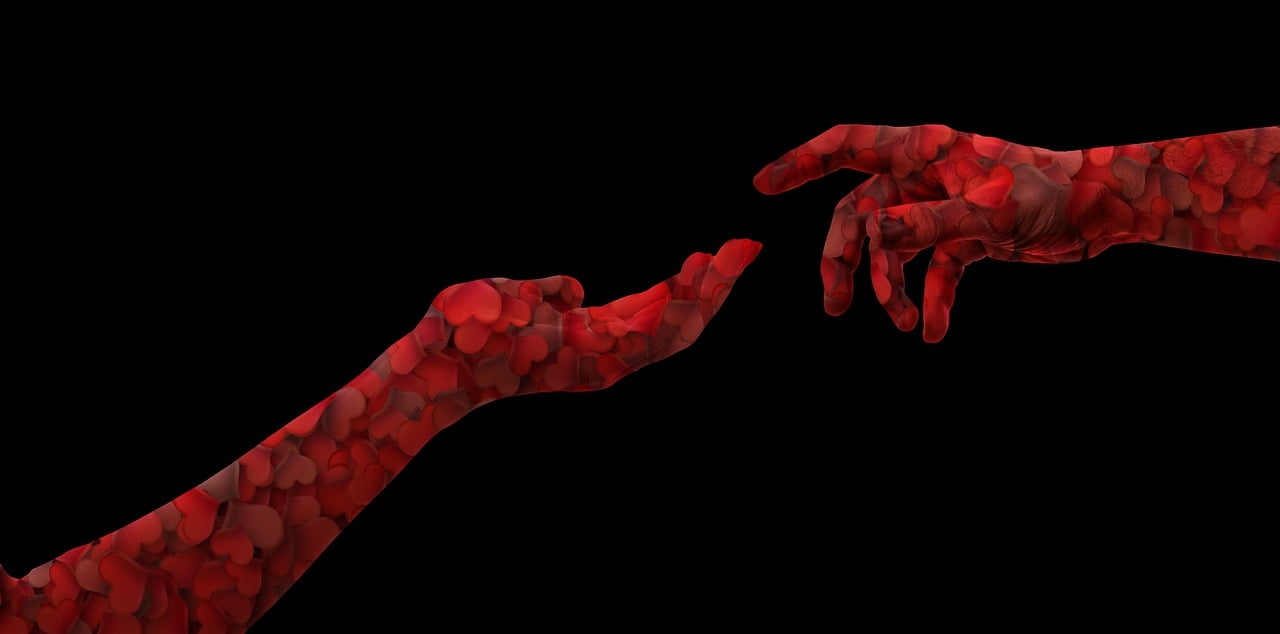 Free hands contact heart illustration