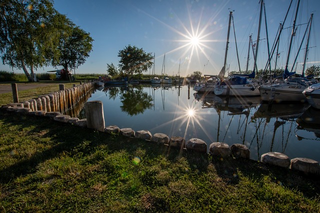 Hafen, Sonnenuntergang, Usedom, Wasser