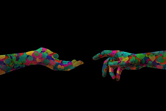 Free hands contact heart illustration