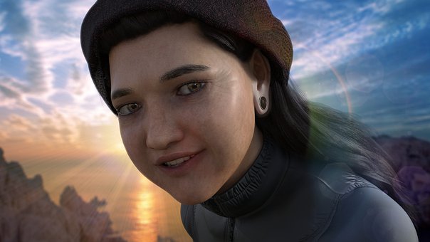 Vrouwelijk, Portret, Meters, Mooi, 3D