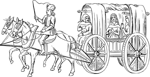 Free stagecoach carriage line art vector
