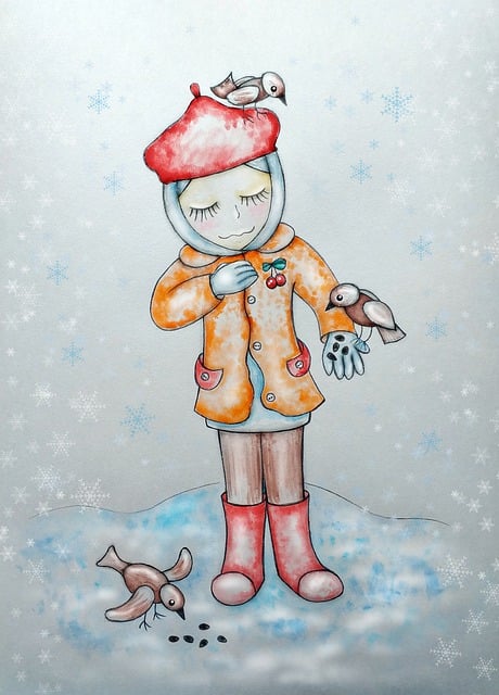 Mädchen, Winter, Schnee, Schneeflocken