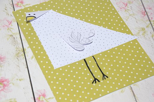 Papier, Vogel, Hähnchen, Postkarte