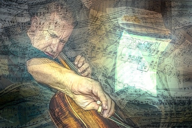 Free music notes cellist cello illustration
