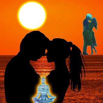 Amantes, Pareja, Atardecer, Relación