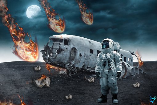 Zukunft, Galaxis, Astronaut, Feuer