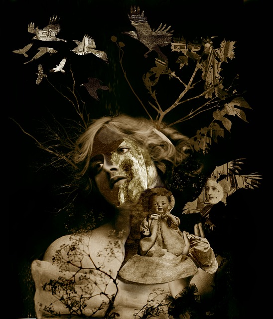 Portrett, Surrealisme, Sepia, Hunn