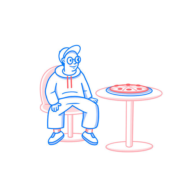 Free pizza man sitting illustration