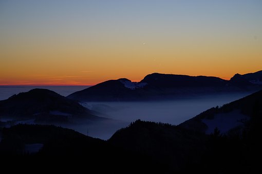 Belchenflue, 日落, 瑞士侏罗, 自然, 有雾的风景