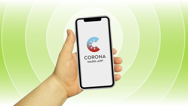 Free mobile corona-warning-app hand illustration