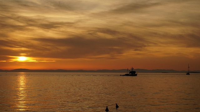 Solnedgang, Skumring, Himmel, Hav