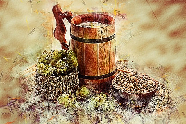 Free beer mug hops illustration