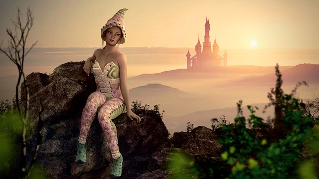 Free fantasy castle girl illustration