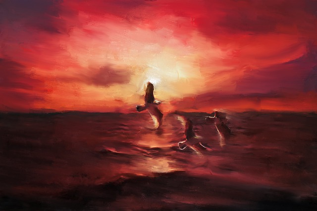 Free ocean birds sea illustration