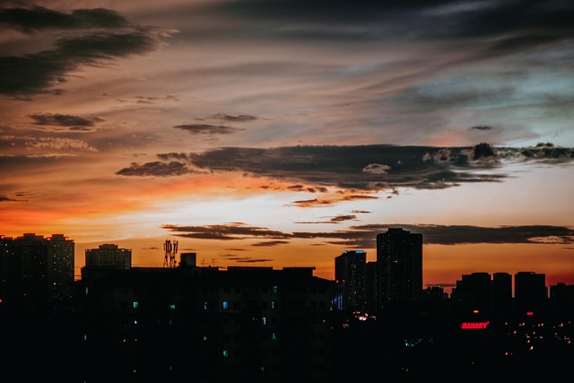 Zonsondergang, Stad, Skyline, Stedelijk