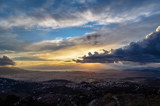 Заход Солнца, Облака, Небо, Природа