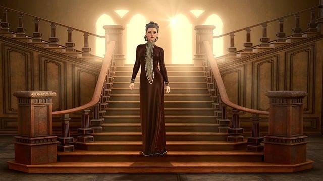 Free woman stairs light illustration