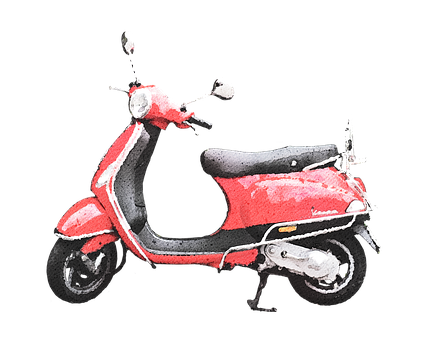 Vespa, Isolado, Lambreta, Aquarela