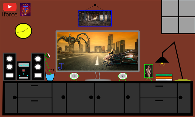 Fernseher, Fenster, Wohnzimmer, Audio