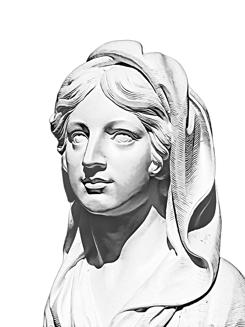 Estátua, Clipart, Isolado, Preto Branco