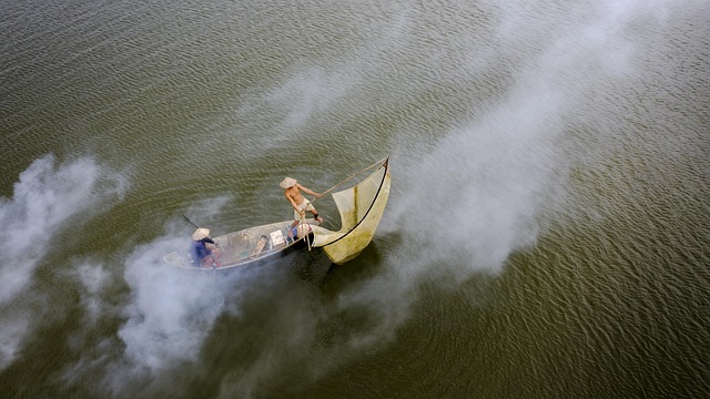 Pescaria, Nuvens, Fumaça, Agua, Pescador