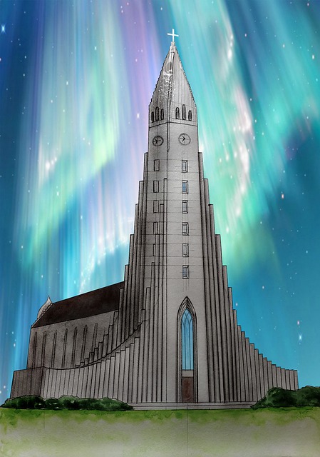 Free church hallgrimskirkja reykjavik illustration