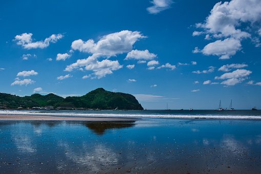 Plajă, Mare, Coasta, Nori, Reflecţie